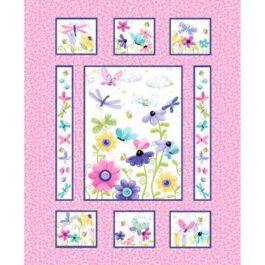 Susybee Pink Flutter the Butterfly Quilt 36in Panel