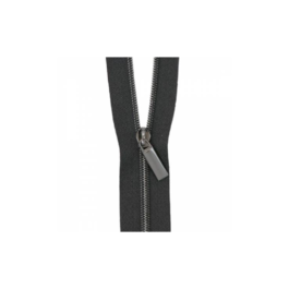 Zipper by the Yard: Black #3 Nylon Gunmetal Coil Zippers