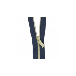 Zipper by the Yard: Navy #3 Nylon Gold Coil Zippers