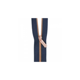 Zipper by the Yard: Navy #3 Nylon Rose Gold Coil Zippers