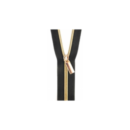 Zipper by the Yard- Black #5 Nylon Gold Coil Zippers