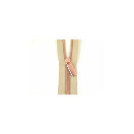 Zipper by the Yard- Beige #5 Nylon Rose Gold Coil Zippers
