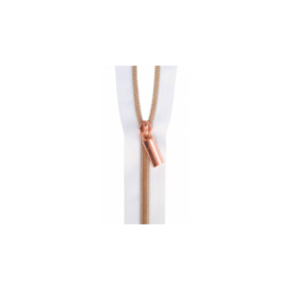 Zipper By the Yard-White #5 Nylon Rose Gold Coil Zippers